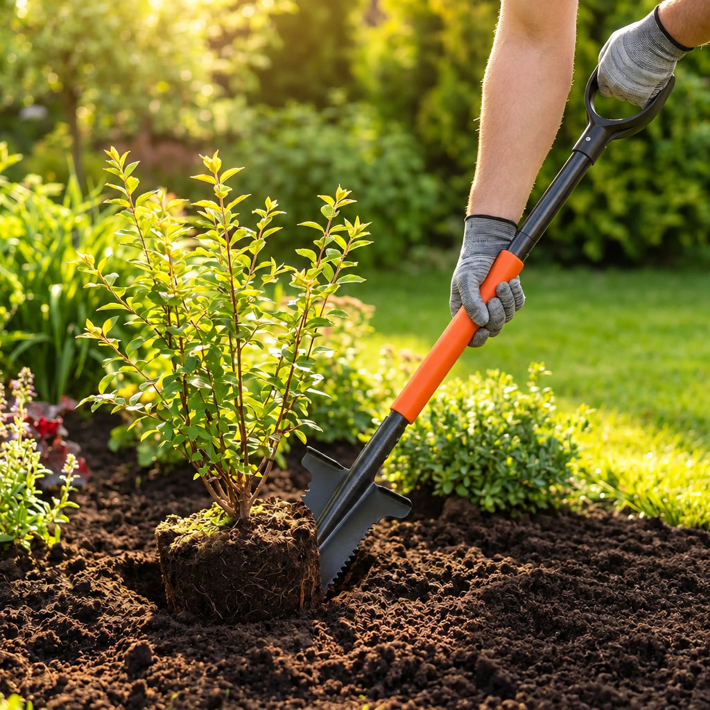 beche de jardin pour transplanter arbuste