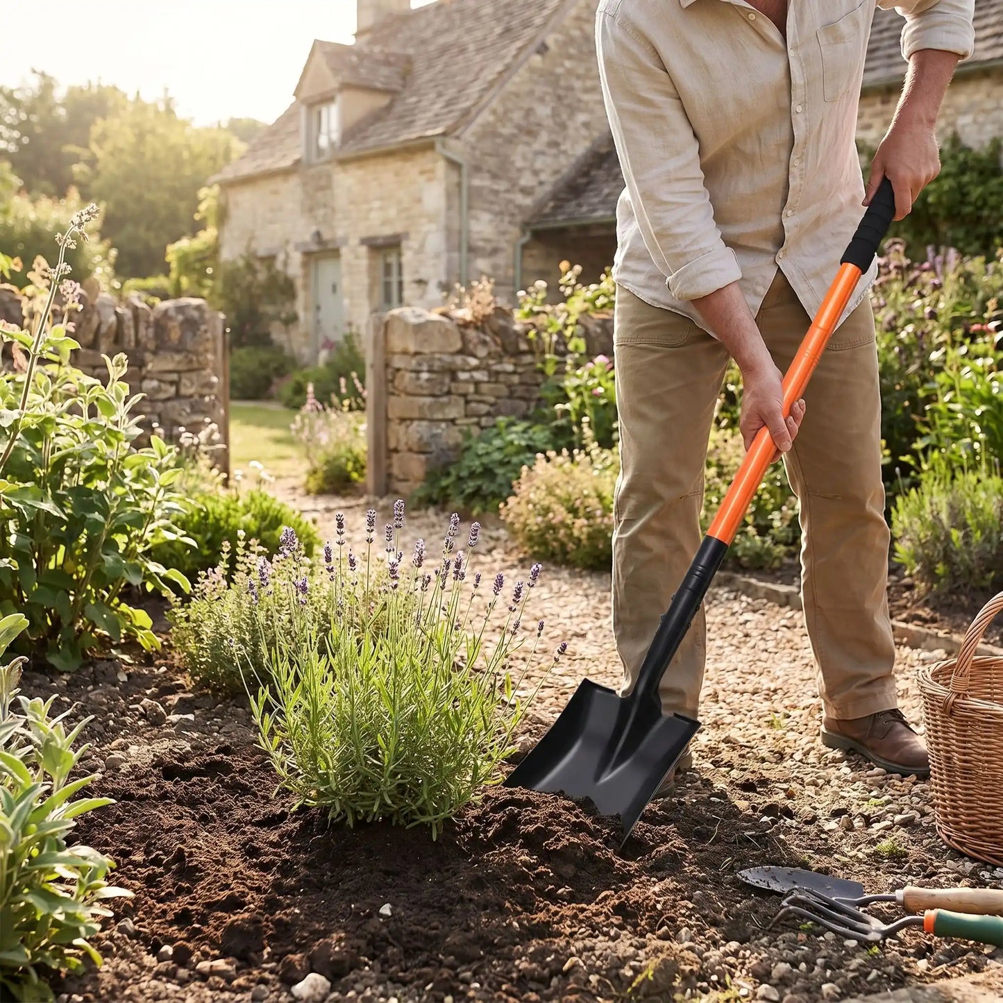 beche jardinier utilise pour enterré arbuste nouvellement planter
