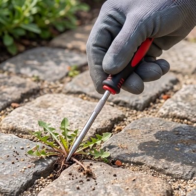 Desherbeur manuel utilisé pour mauvaises herbes entre les dalles