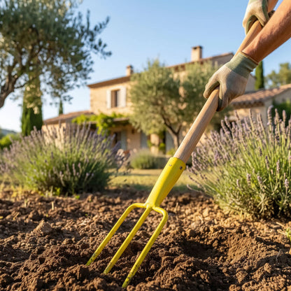 fourche-beche utilisé pour séparer la terre
