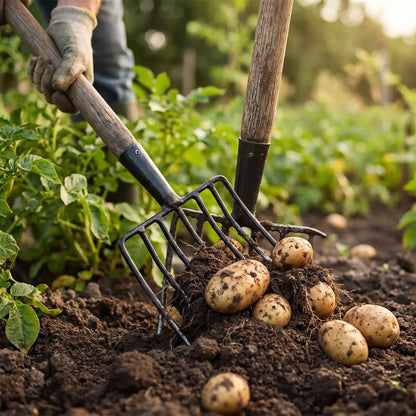 jardinier qui utilise Fourche à pomme de terre pour sa recolte