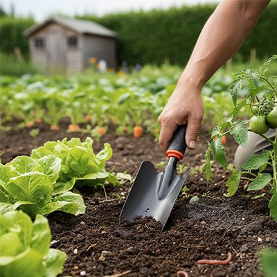 Pelle jardinage qui creuse dans la terre