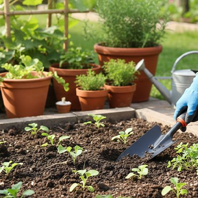 Pelle jardinage utilisé dans le potager