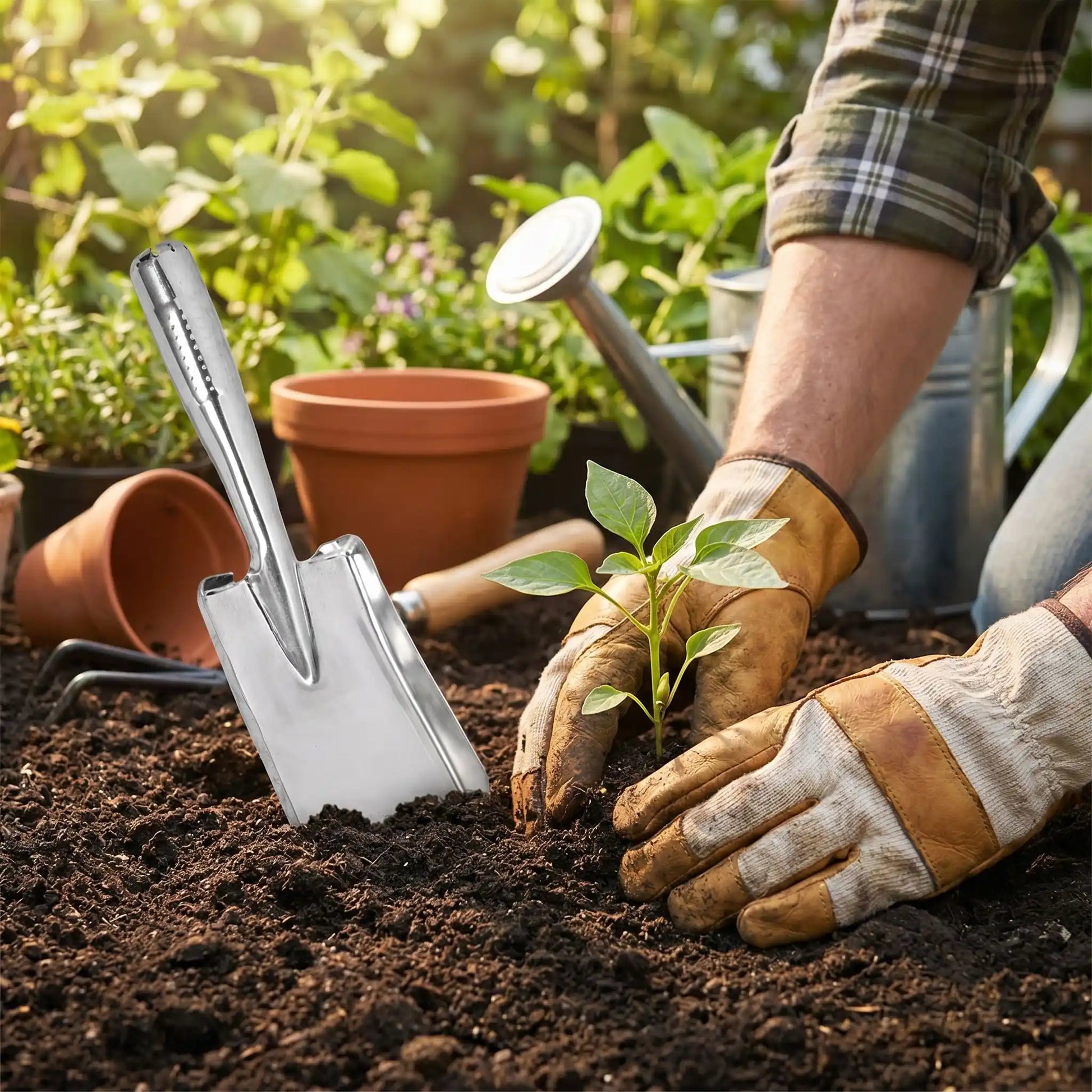 pelles jardinage plante terre
