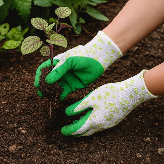 personne qui jardine avec Gants de jardinage 