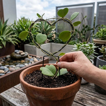 personne qui teint plante sur treillis fleur grimpante