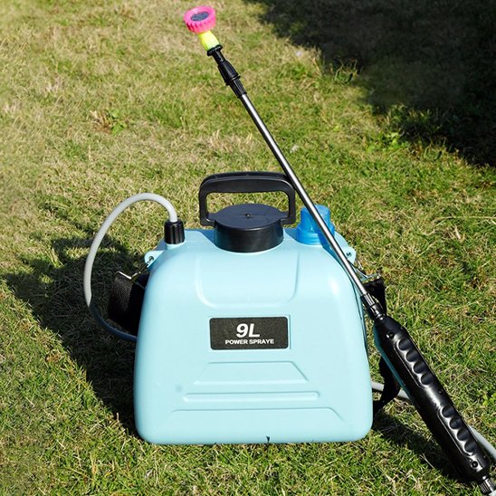 pulvérisateur télescopique avec lance électrique déposé au sol