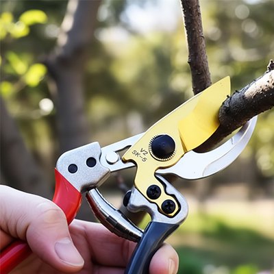 Secateur vue de proche coupant branche