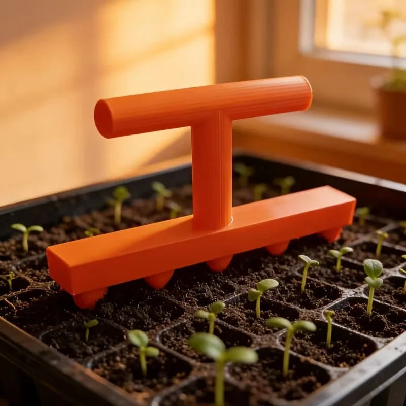semoir jardinier qui fait les trous dans les alveoles de miniserre